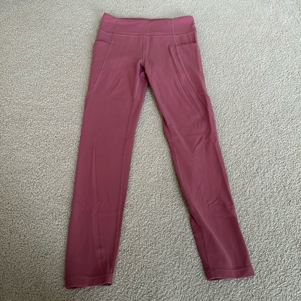 athleta girl leggings with pockets (size 12, pink)